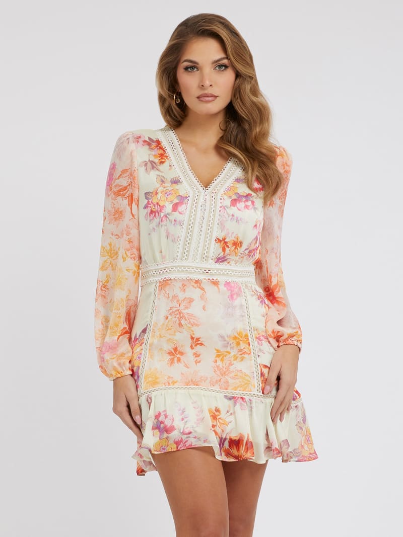 Guess long floral print dress shop