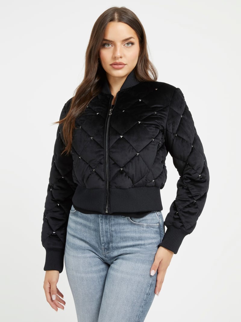 Quilted velvet bomber jacket Women GUESS® Official site