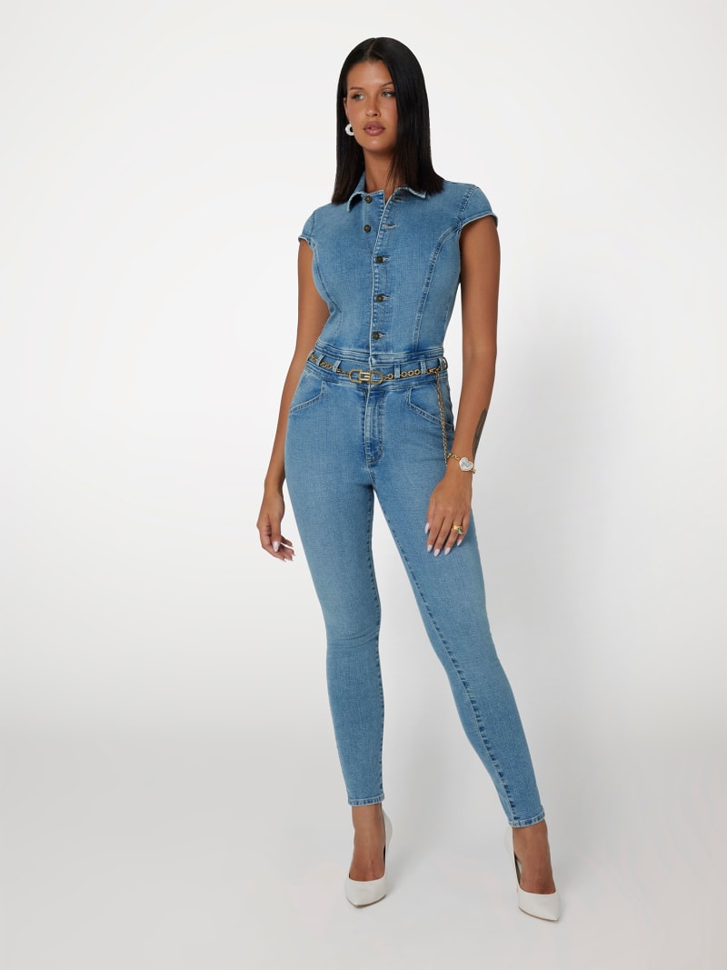 Skinny fit denim pantolon tulum