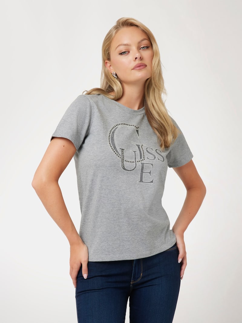 T shirt met logo en studs op voorkant