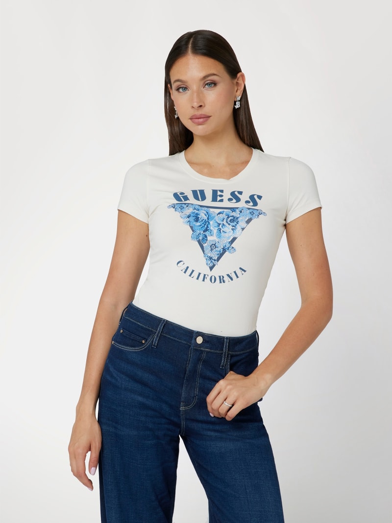 T shirt met bloemenlogo