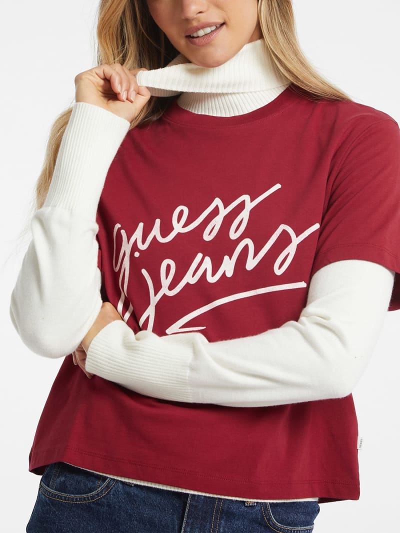 Tee shirt guess rouge femme outlet