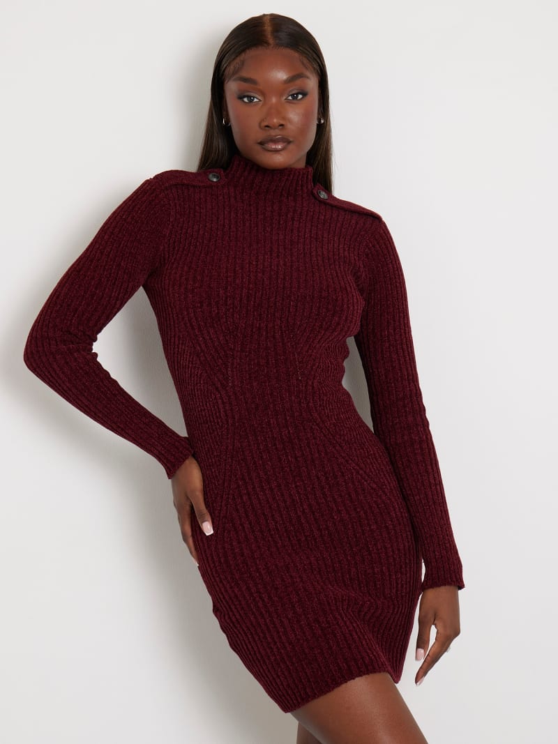 GUESS Minirobe pull maille cotelee Femme