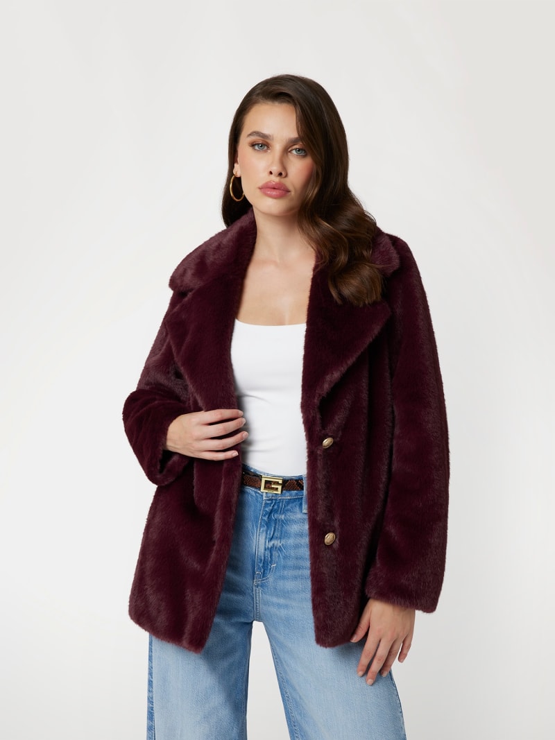 Burgundy guess coat shop