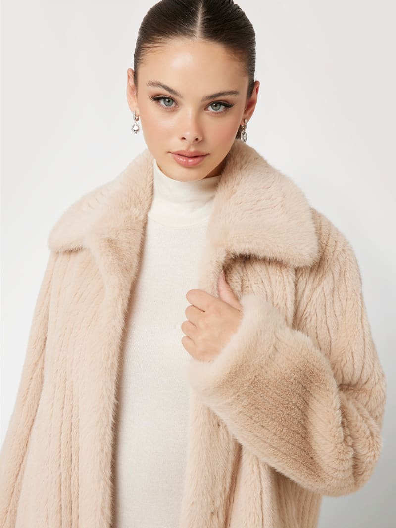 Guess teddy faux fur coat top