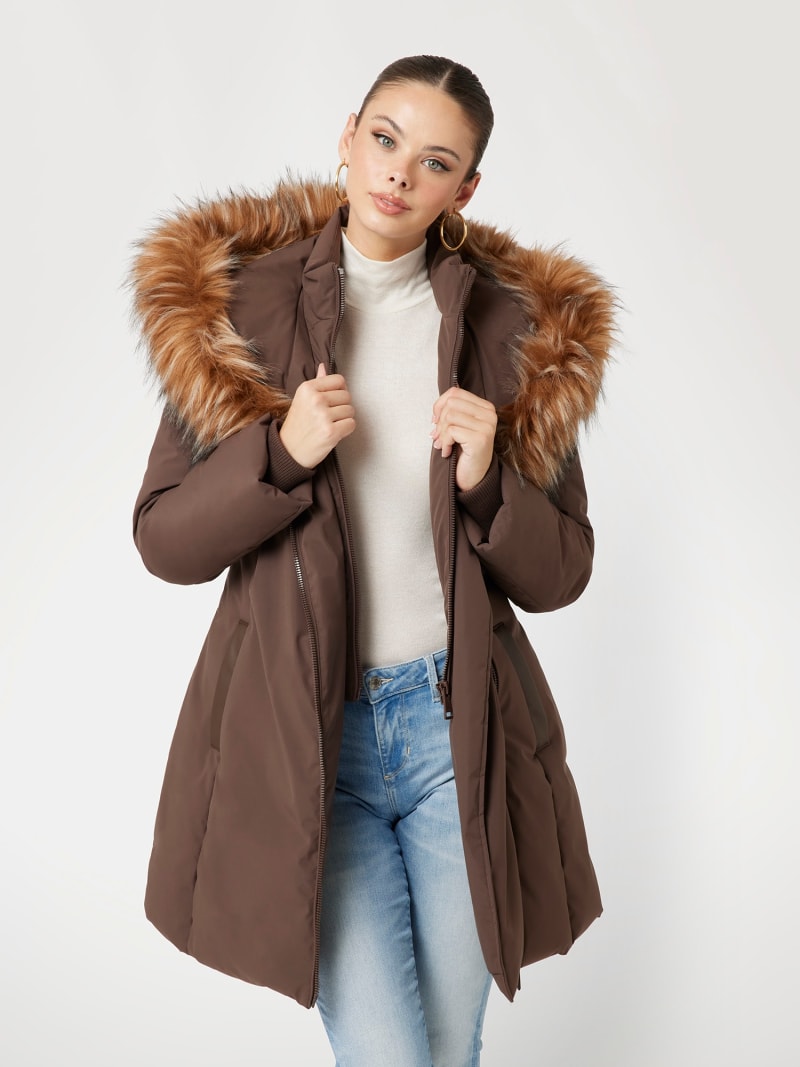 Guess parka with faux fur hood outlet