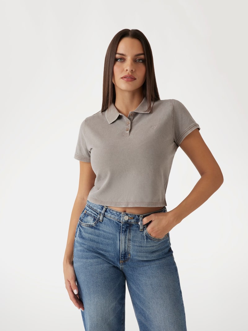 GUESS Cropped piquet polo