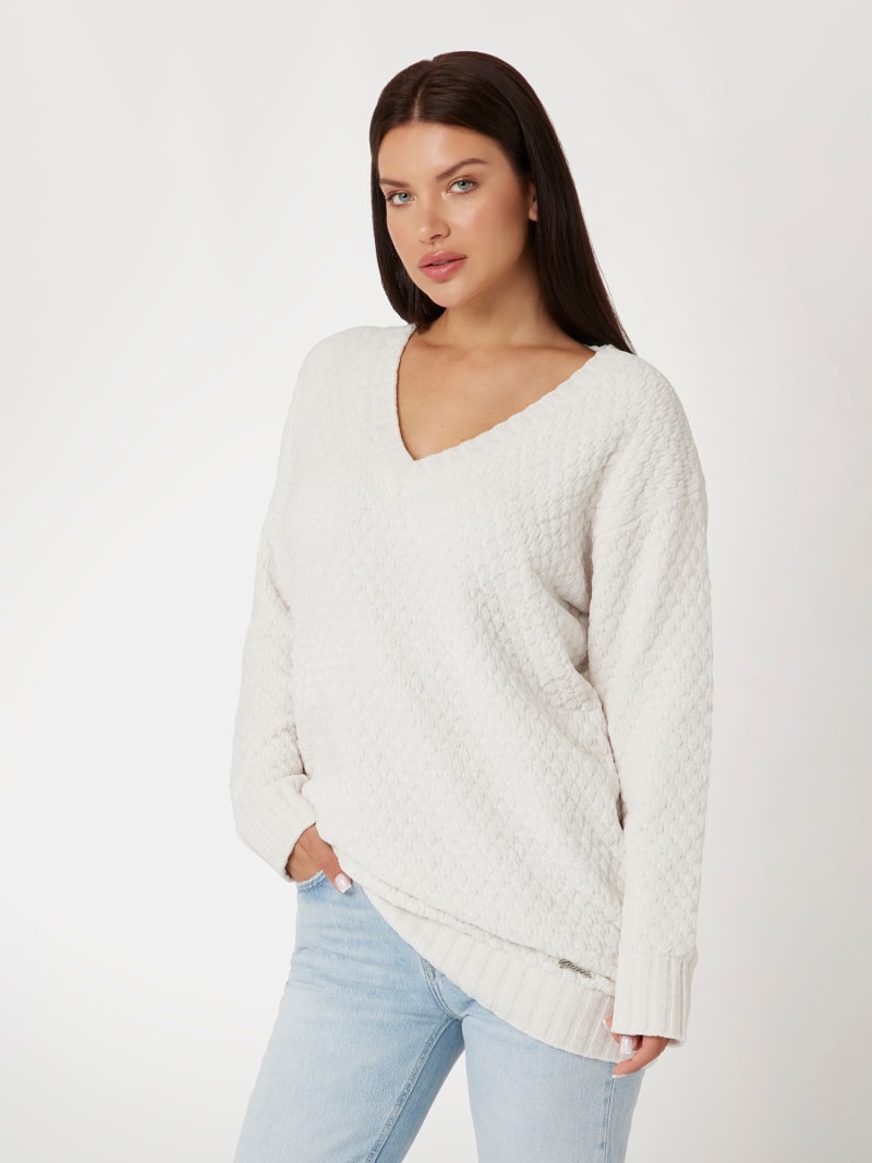Chenille white sweater discount
