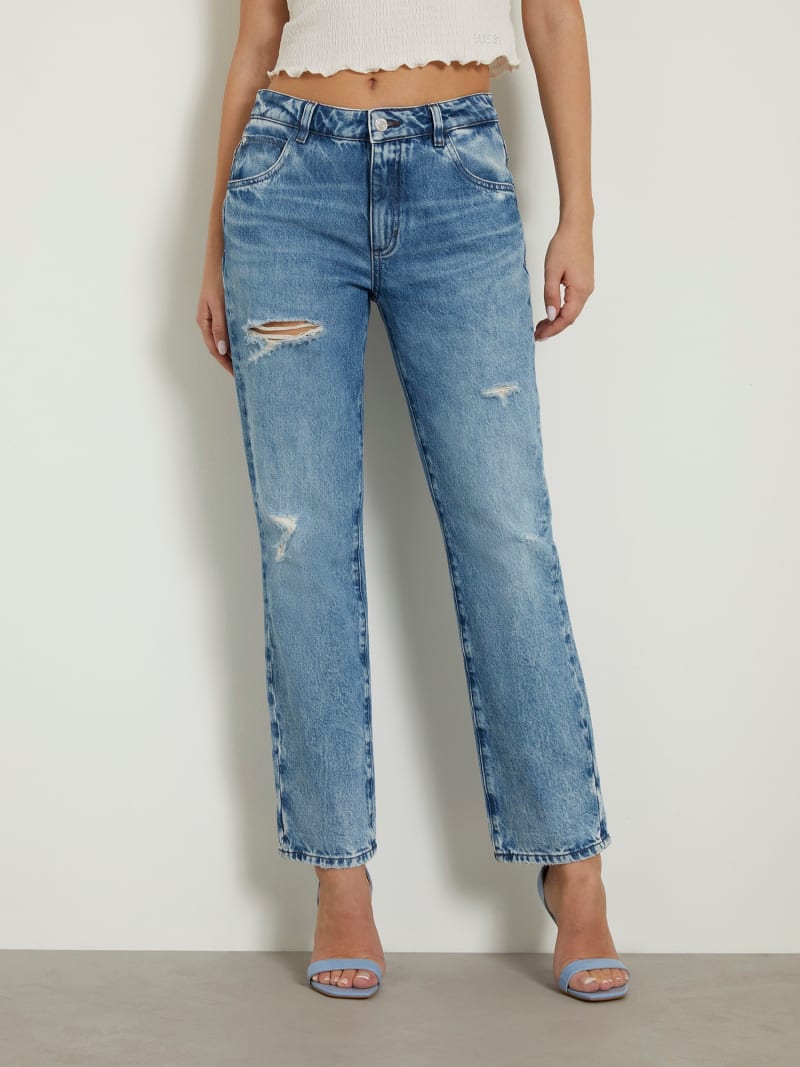 Relaxed denim pant abrasions