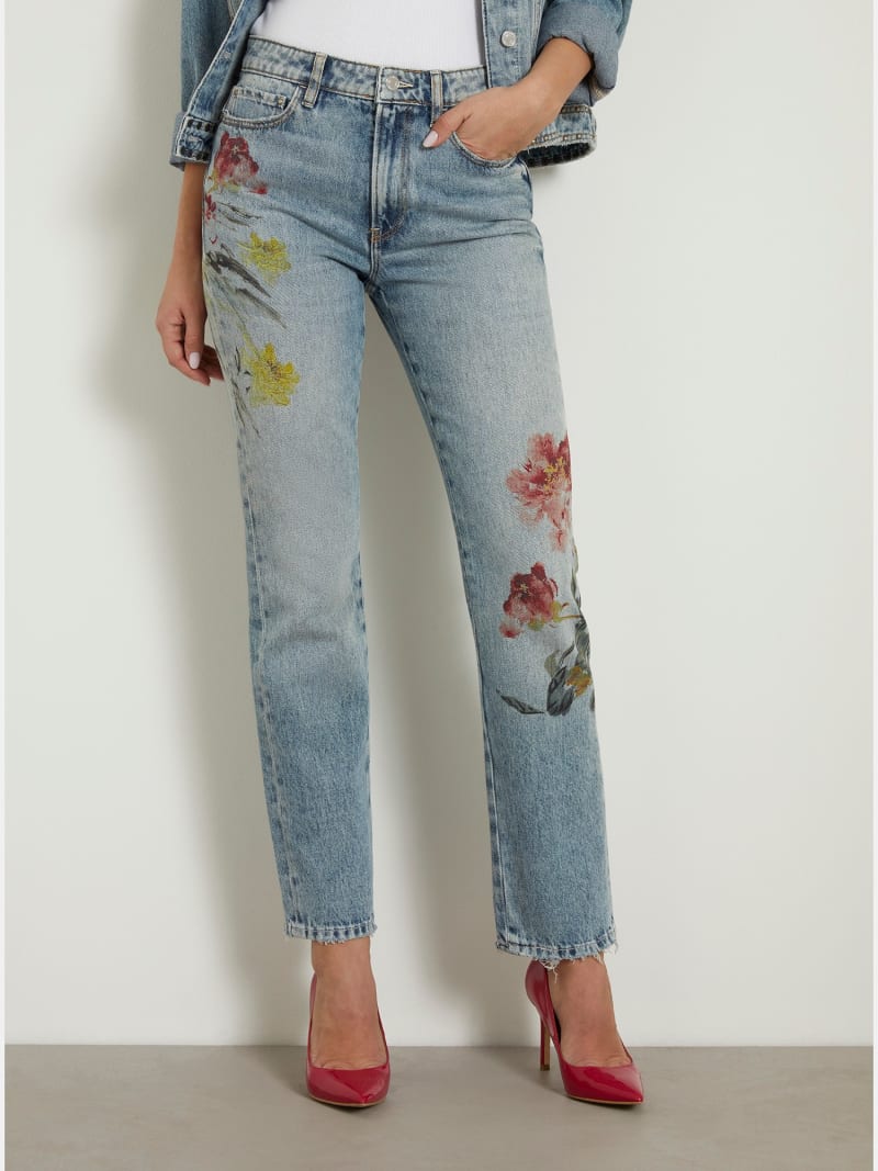 Zara floral embroidered jeans online