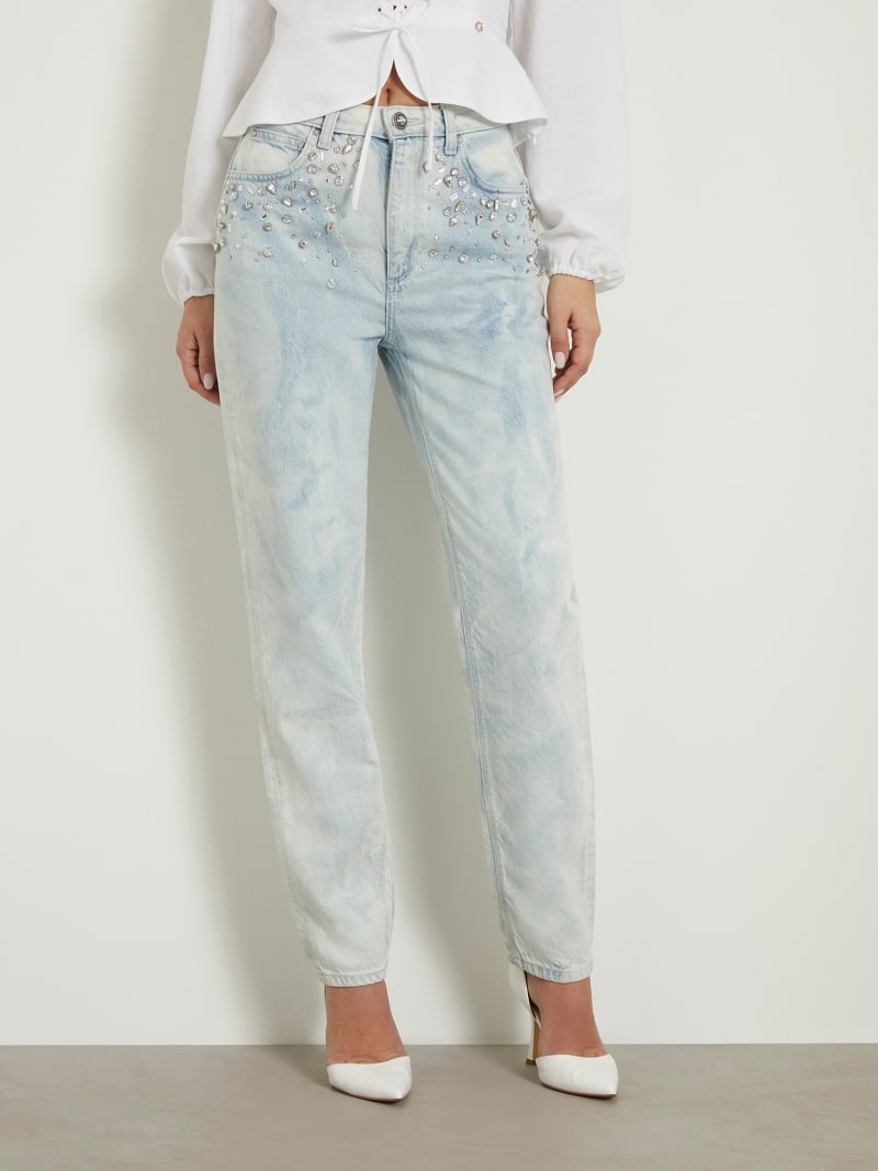 Mom-Jeans mit Strass