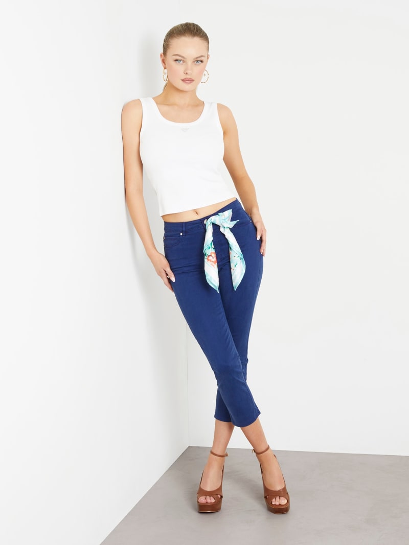 High rise skinny satin pant