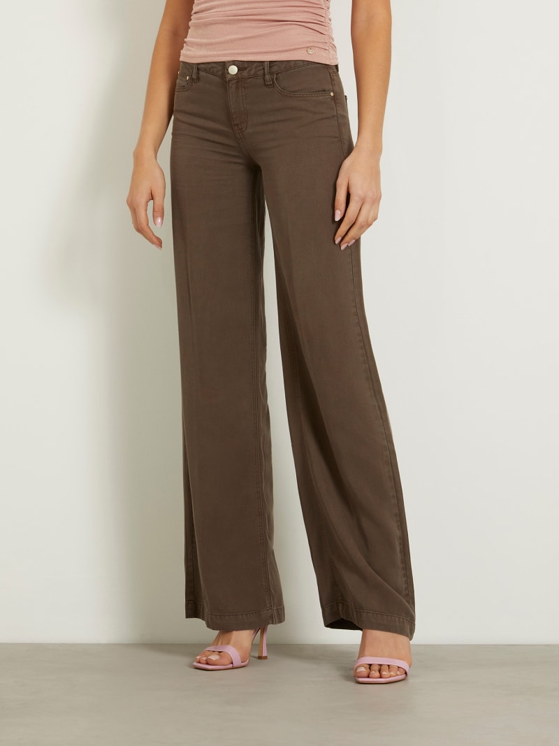 Mid rise wide leg pant