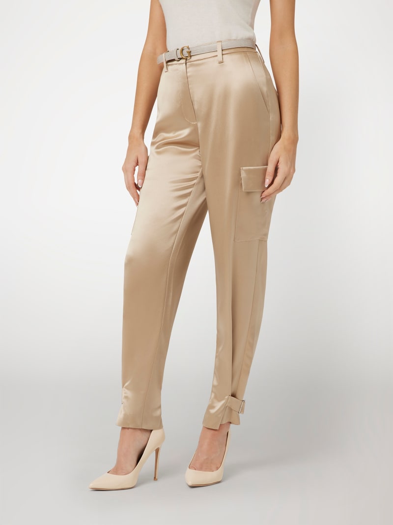 Pantalon cargo en satin