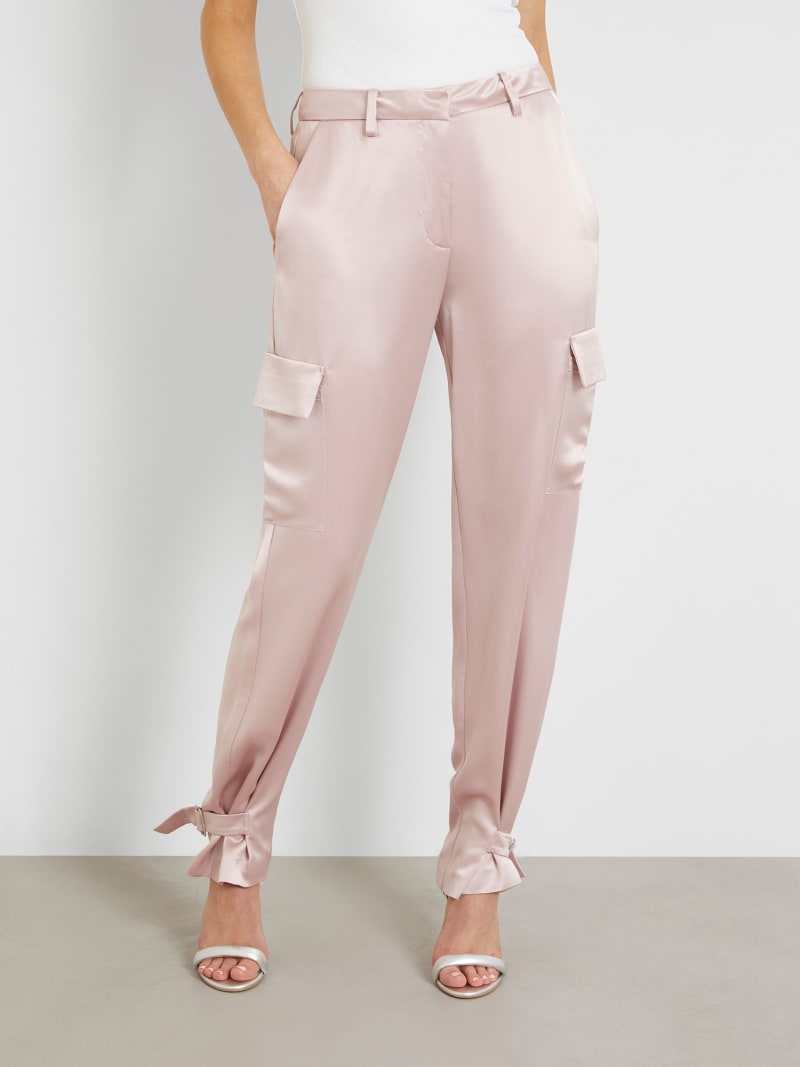 Pantalon cargo en satin