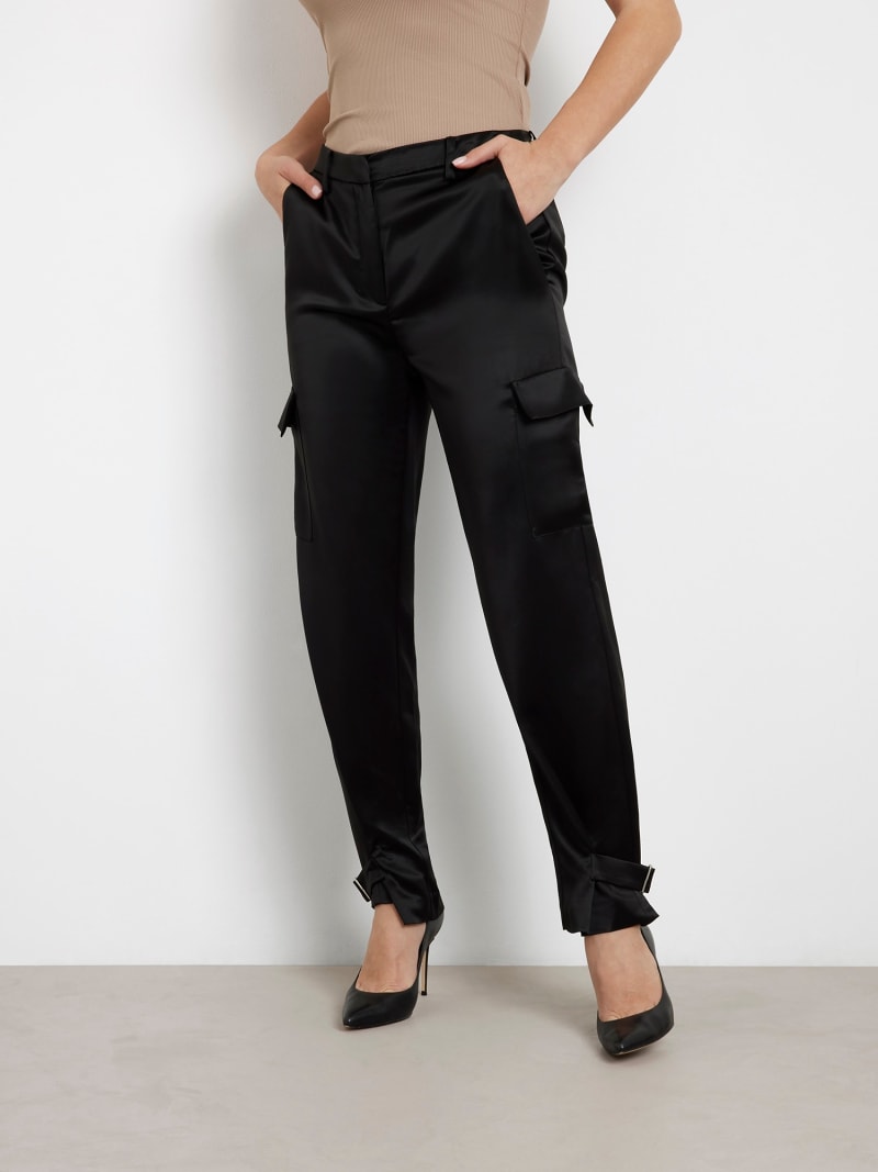 Pantaloni cargo in satin