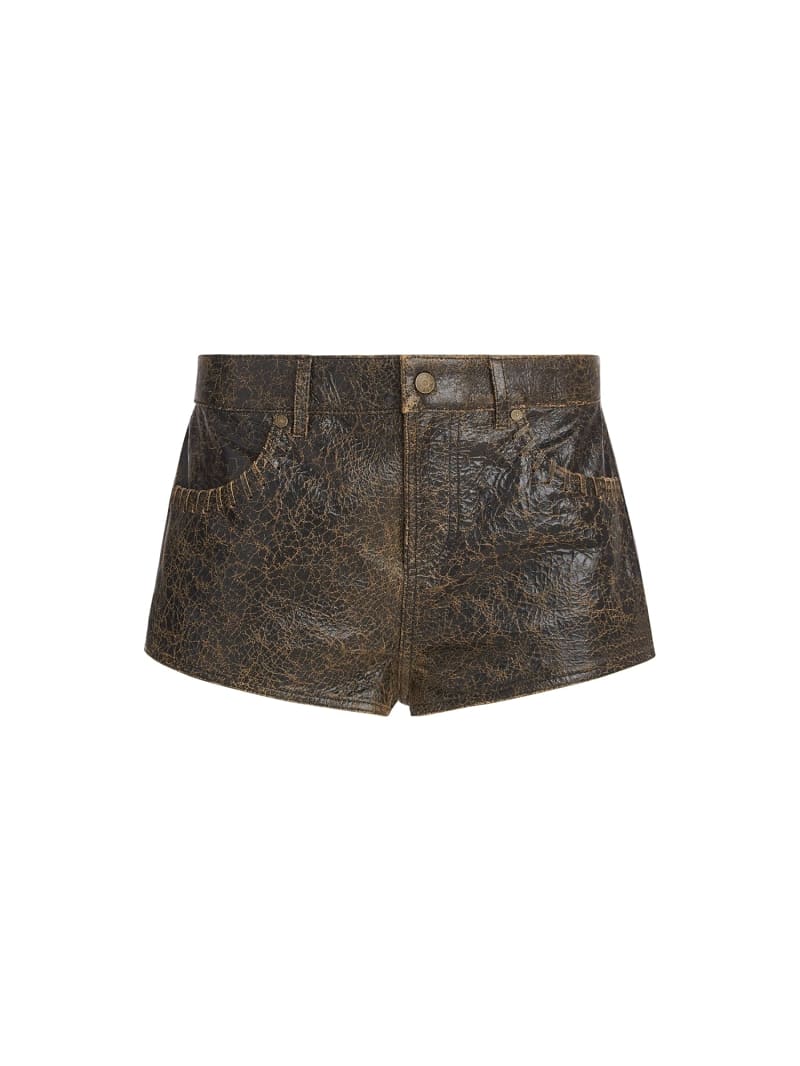 Crackle leather shorts