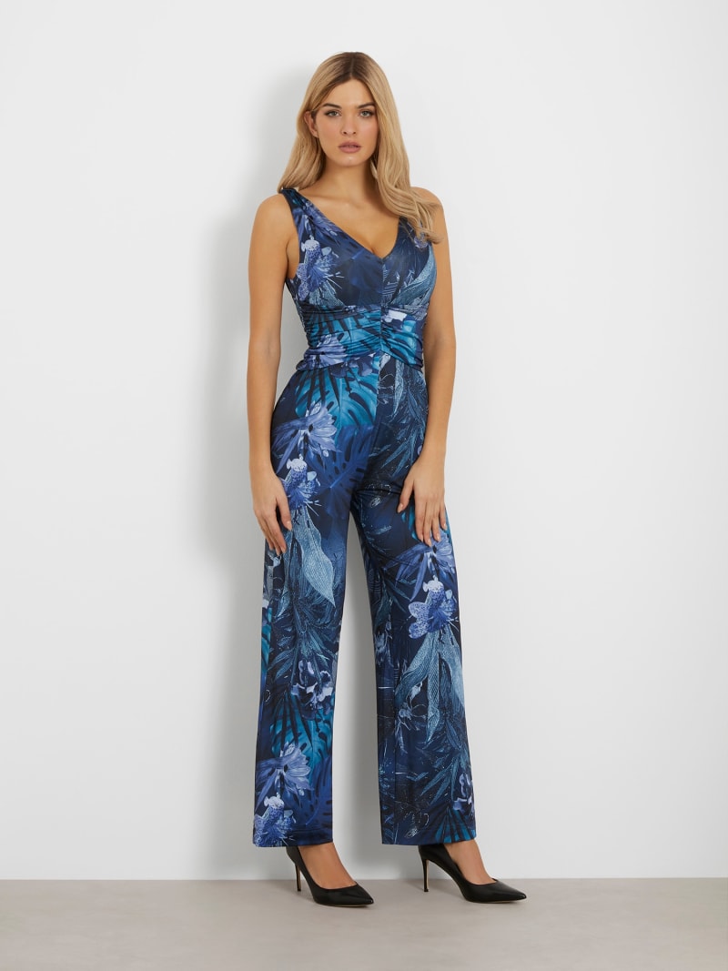 Jumpsuit mit Allover-Print und ausgestelltem Bein