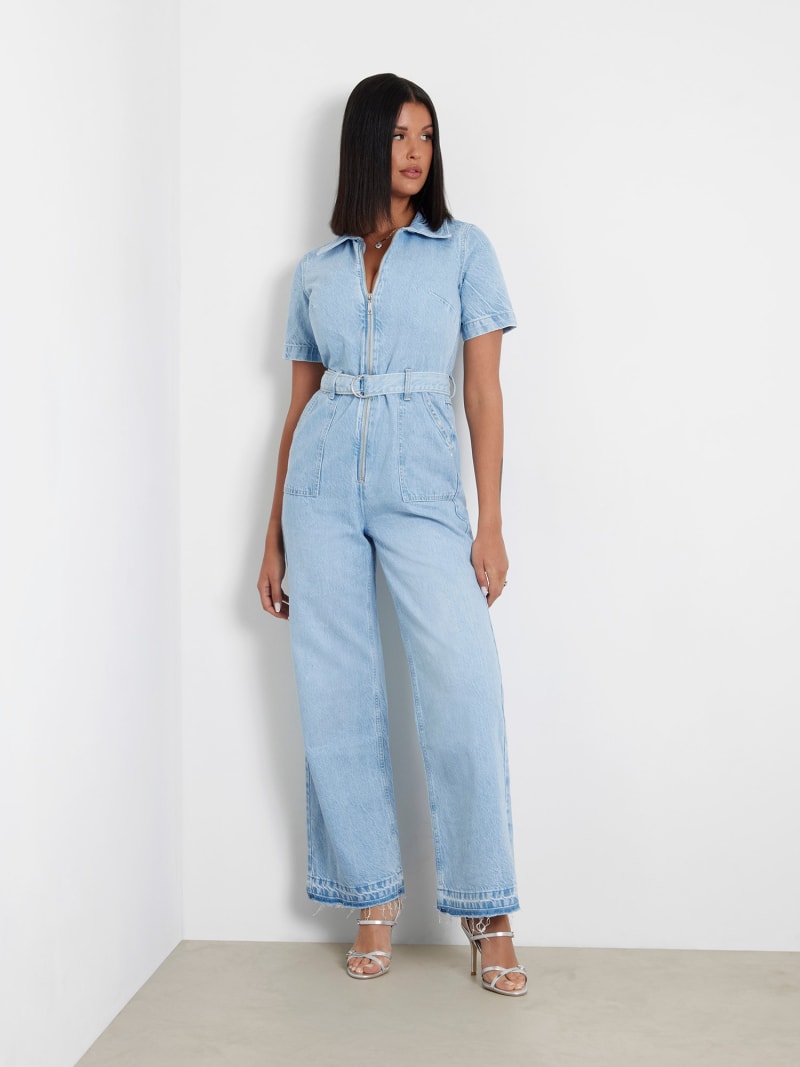 Flare denim jumpsuit