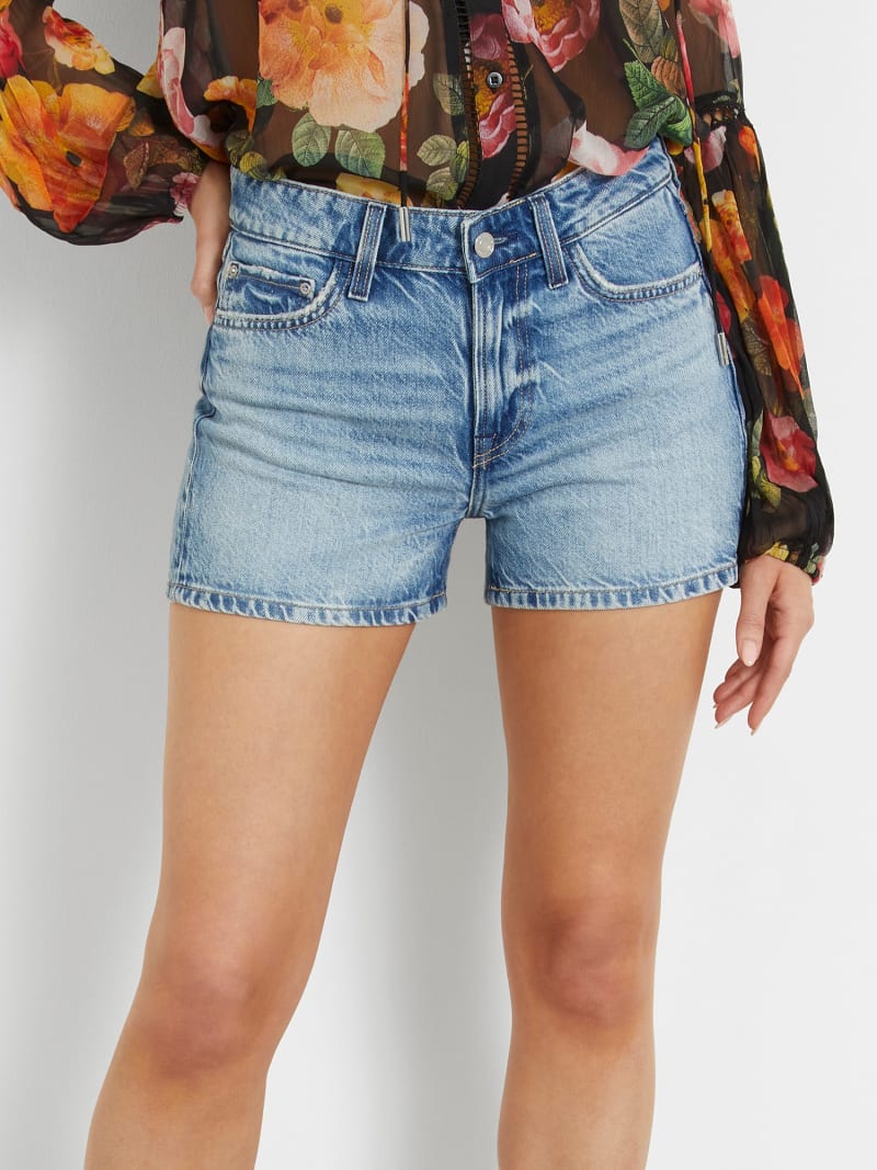 Mid rise denim shorts