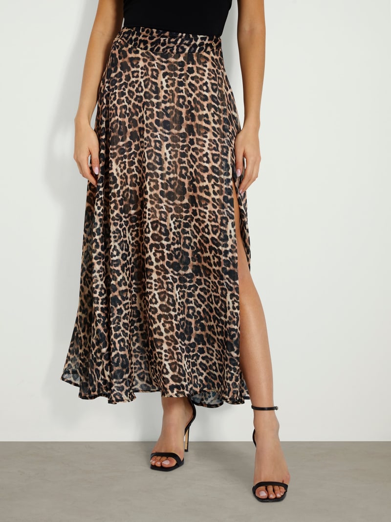 Leopard print maxi skirt cotton deals