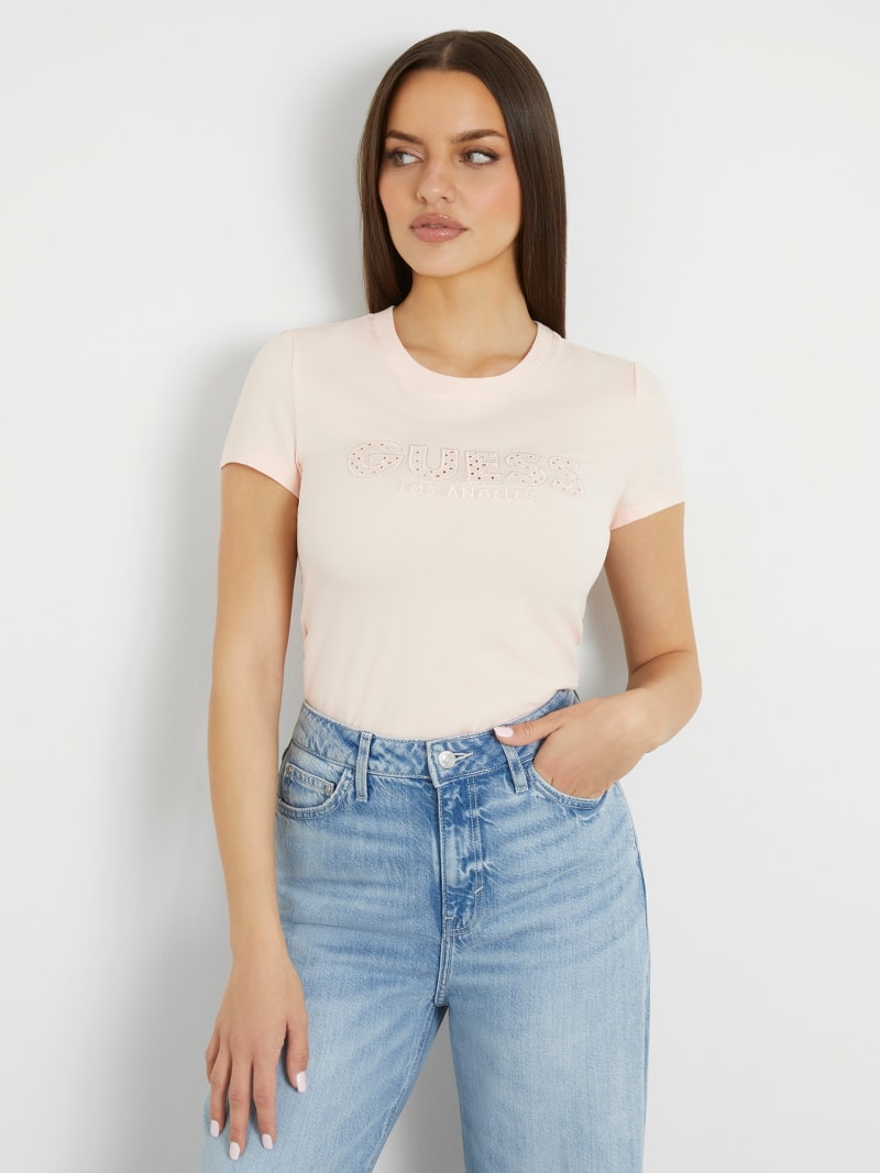 T-shirt logo frontal broderie anglaise