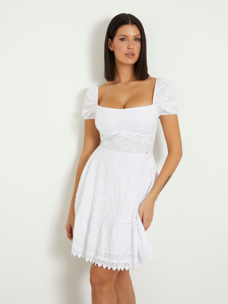 Kurzes Kleid Broderie Anglaise