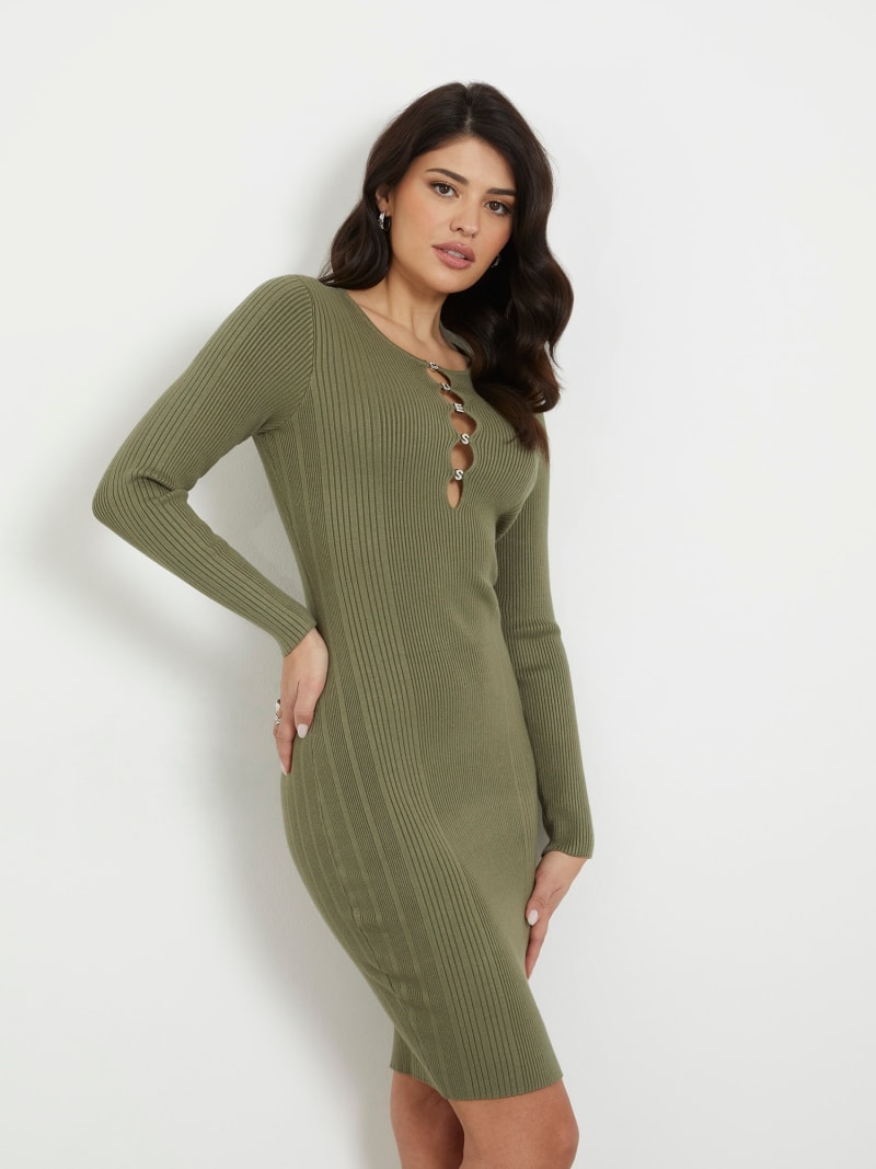 Bodycon halflange jurk van gebreide stof