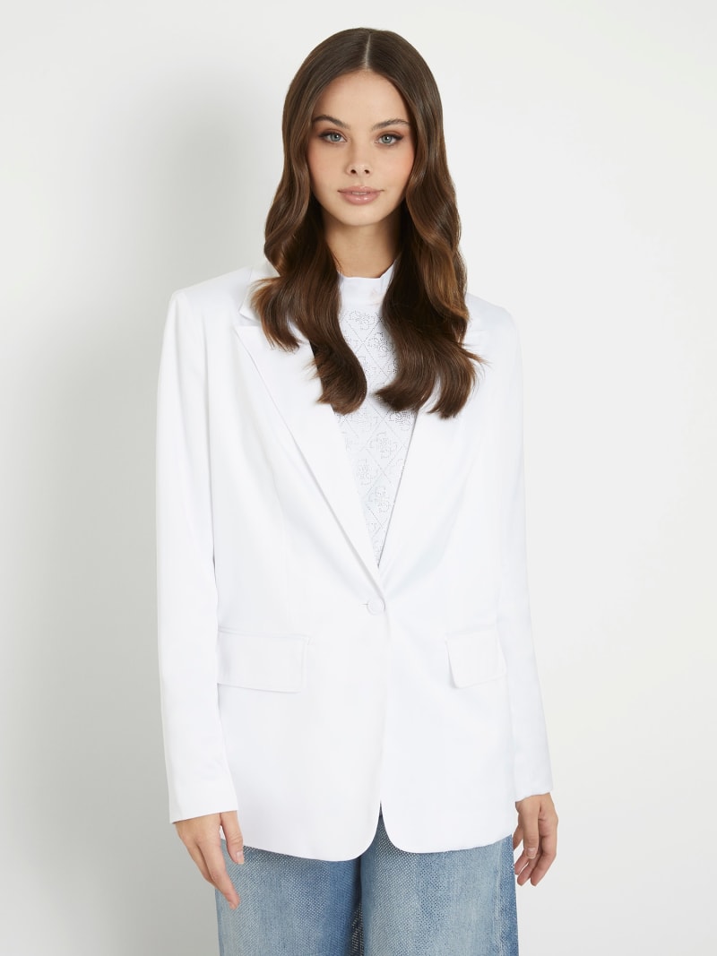 White satin blazer womens clearance