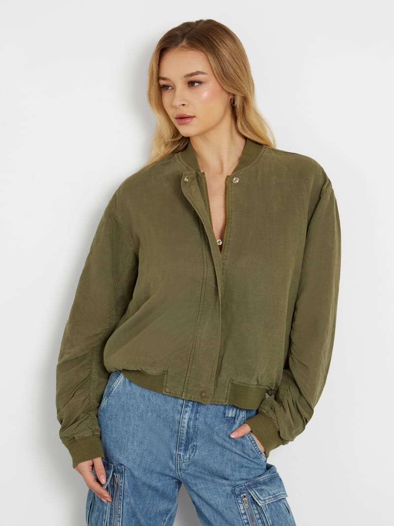 Linen bomber jacket womens discount