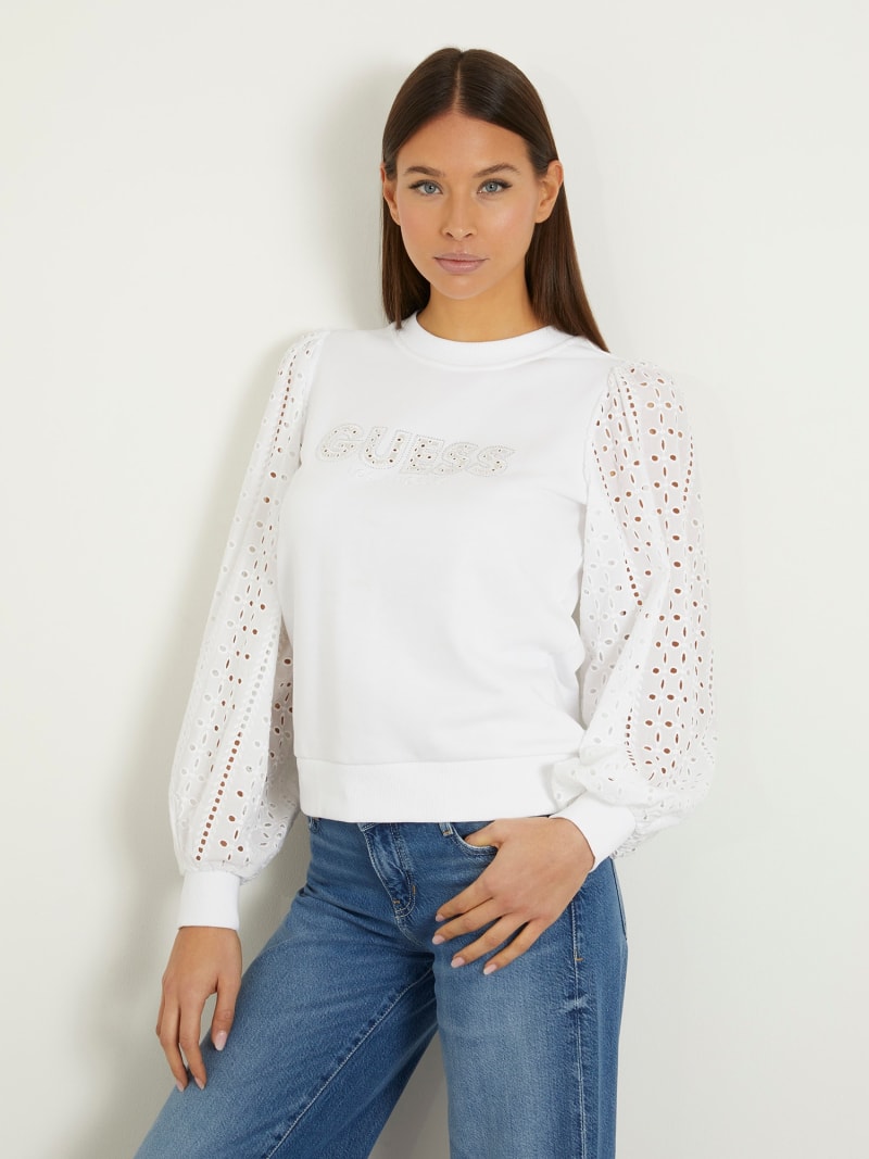 Sweat-shirt en broderie anglaise