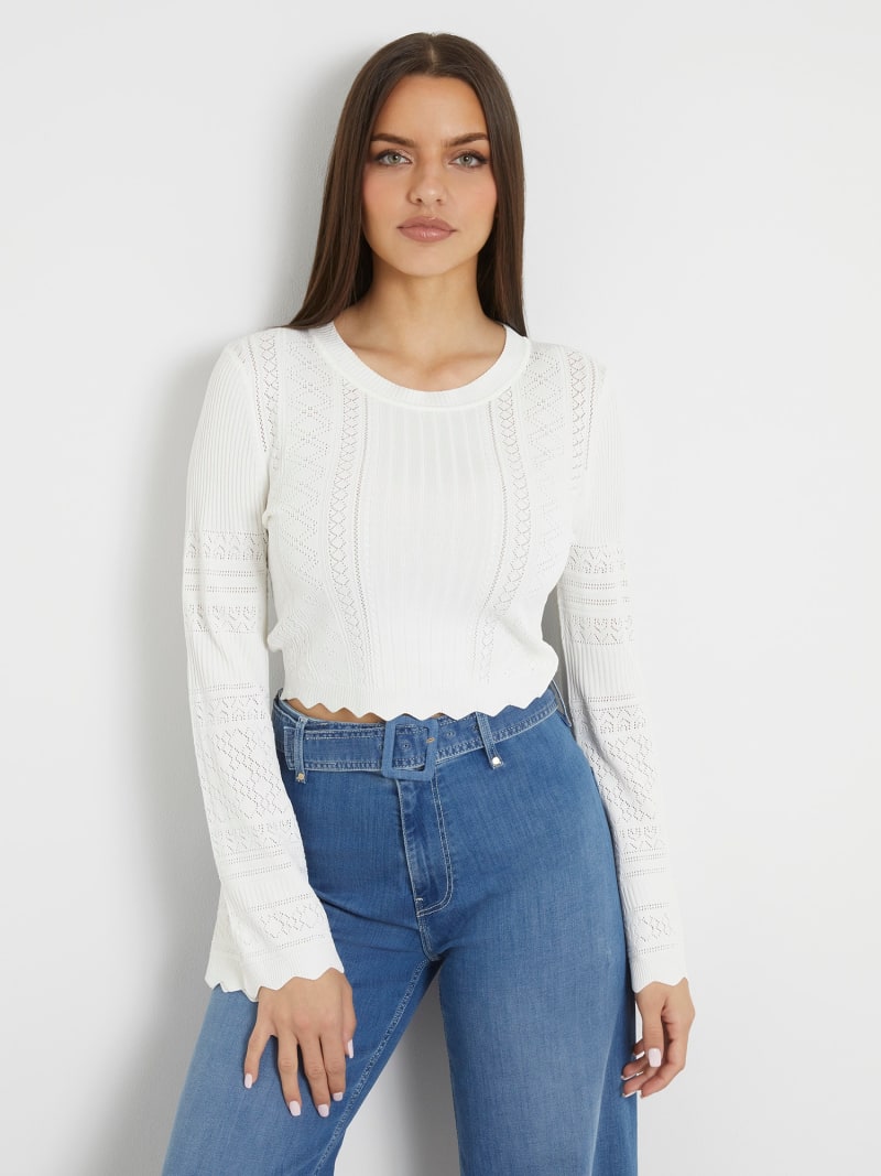 Pointelle knit sweater