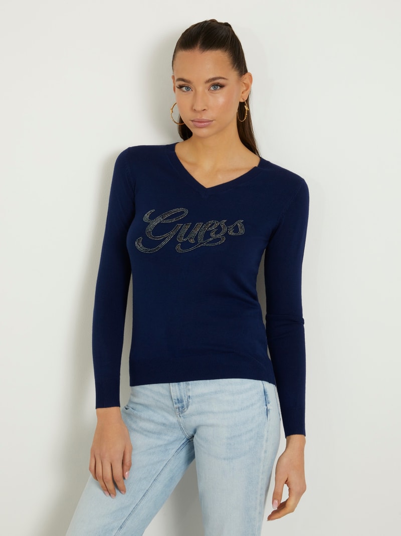 GUESS Rhinestones front logo sweater Women