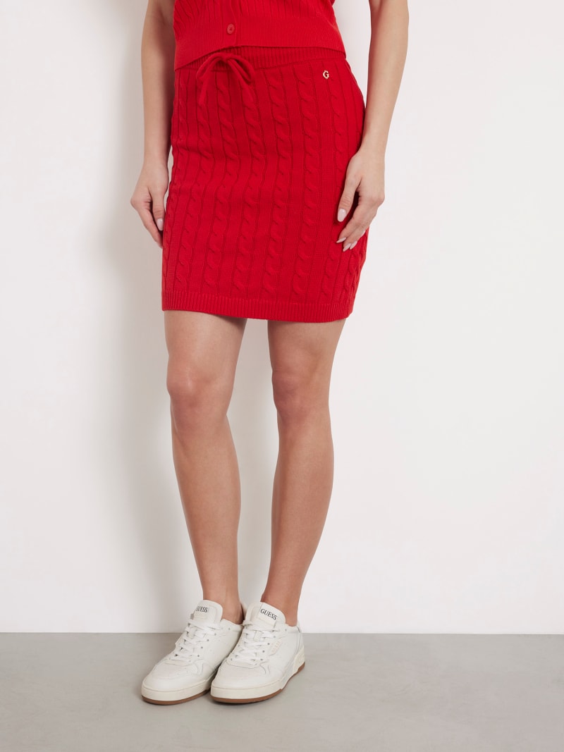 Rib knit sweater mini skirt