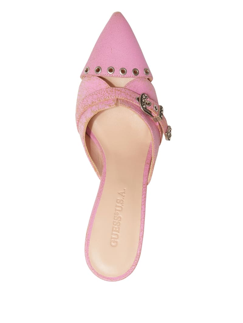Escarpins Mules Spiral - Cuir Ajouré Rose Clair - Talon Large 5cm - Pointure 37 - Occasion Très Bon État