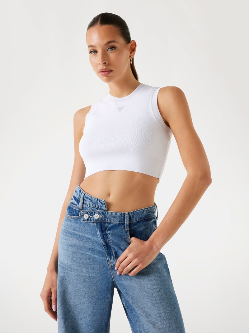 Guess cropped logo tank top sale