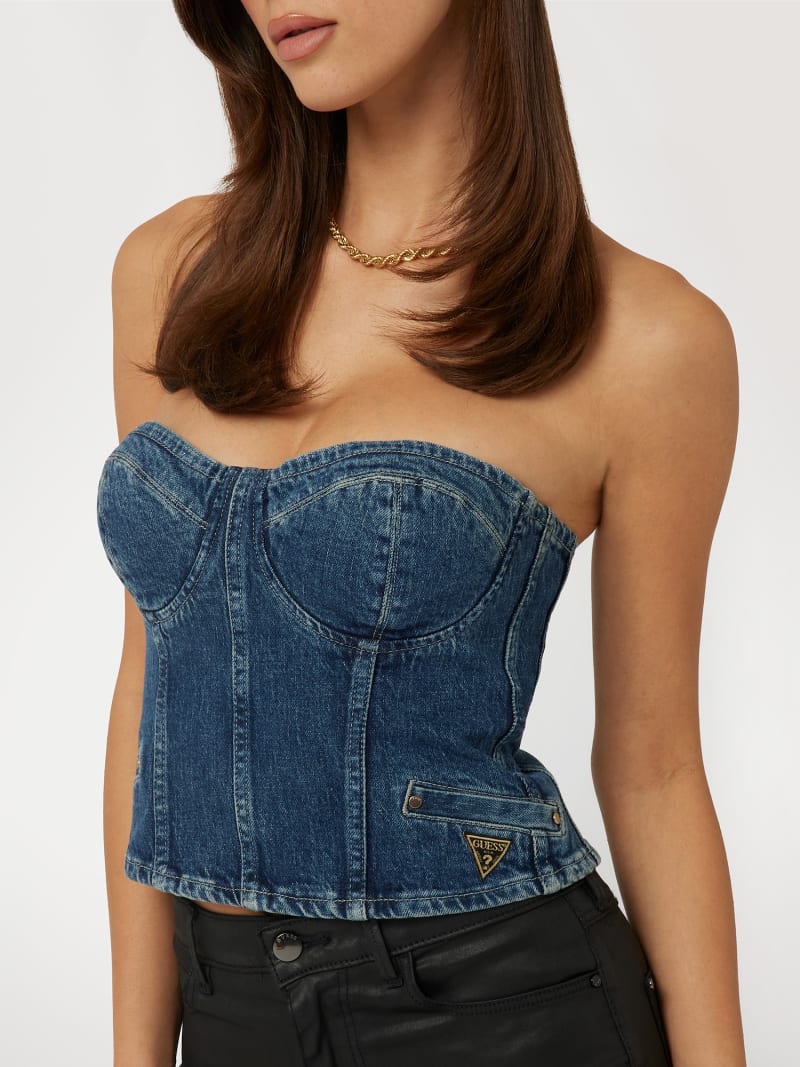 GUESS Denim bustier top Women