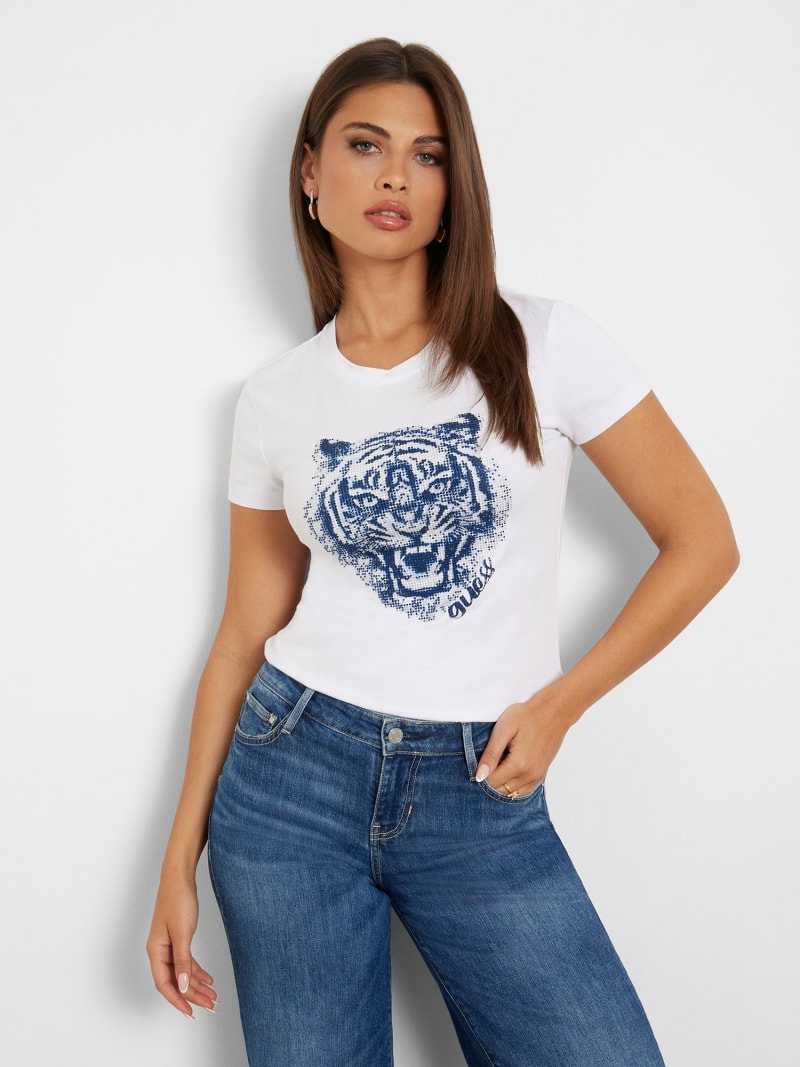 Tee shirt guess blanc femme online