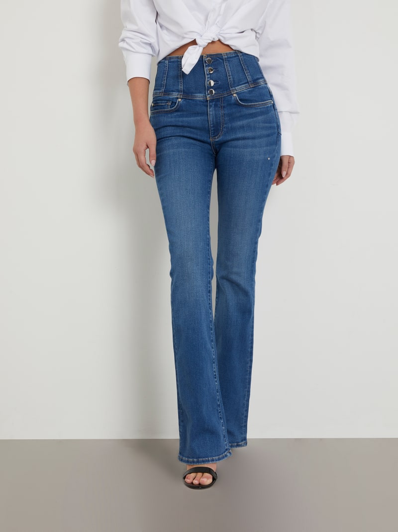 Jeans mit hohem Bund und ausgestelltem Bein