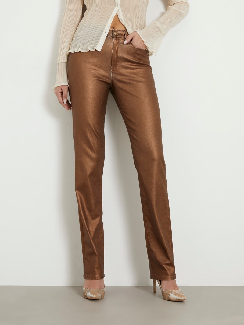 GUESS Metallic straight denim pant Women