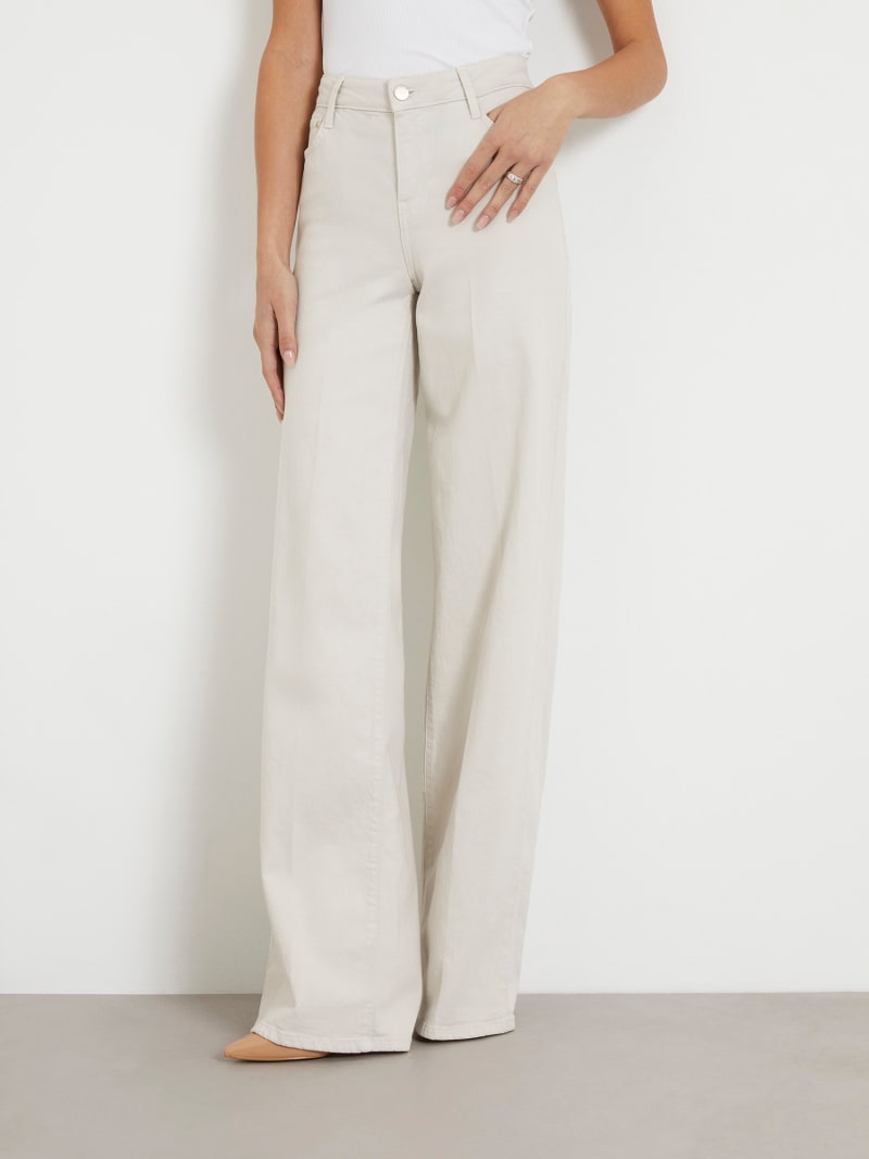 Pantaloni wide leg a vita media