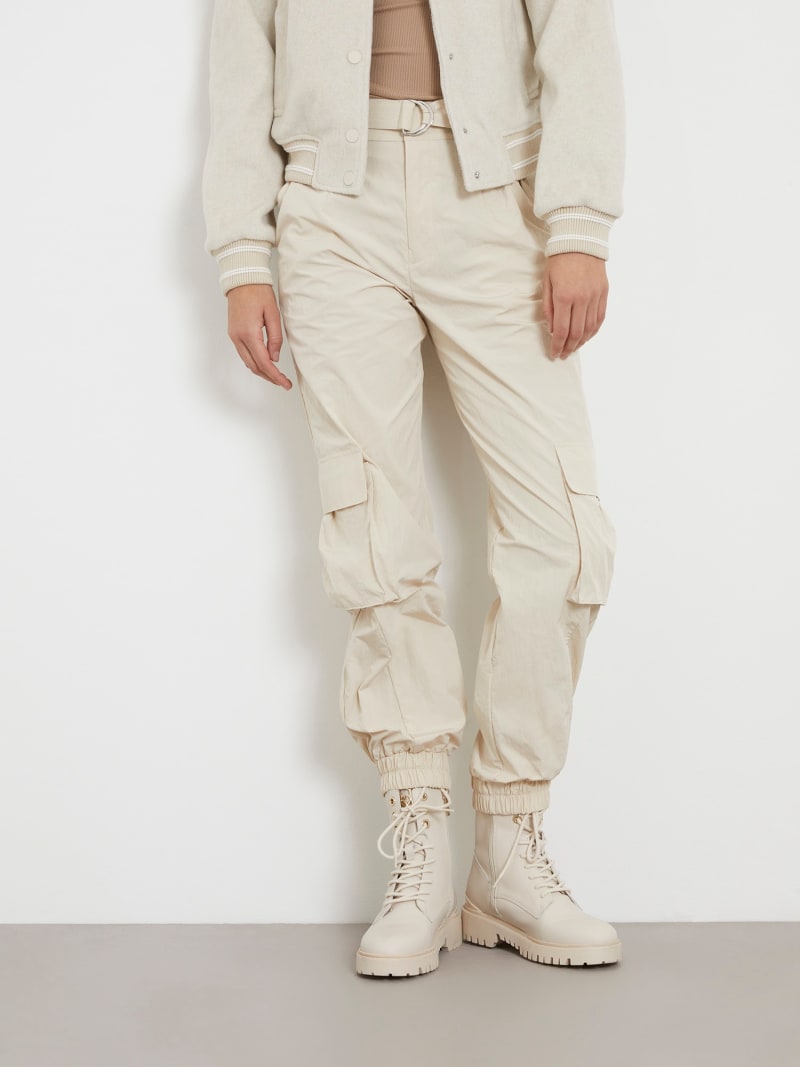 Beige Damen-Cargohose mit Gürtel - Kleidung - beige