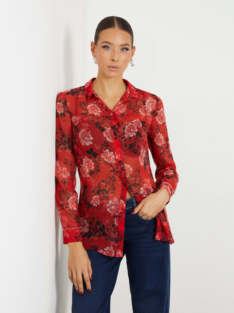 GUESS® Bluse mit Allover-Print Damen