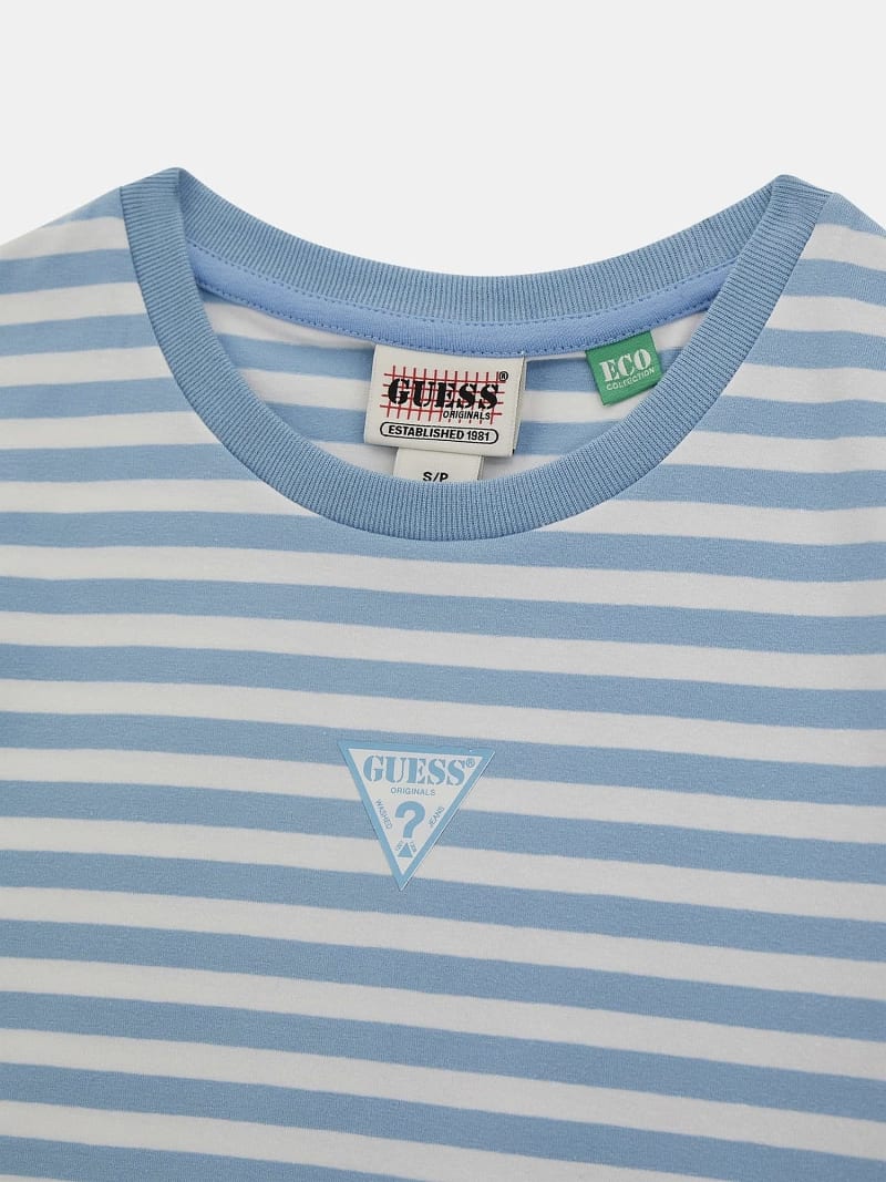 Green and white striped guess shirt clearance