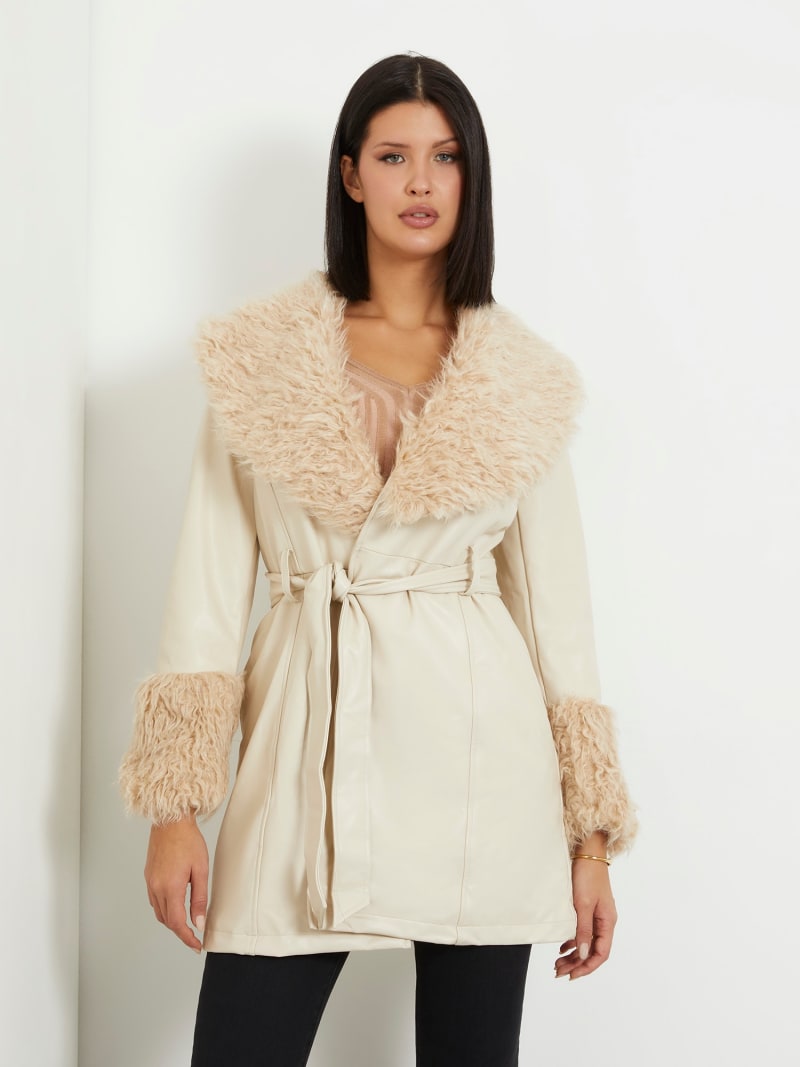 Guess Kurzmantel Creme Damen Guess Mantel Mit Umlegekragen Modell