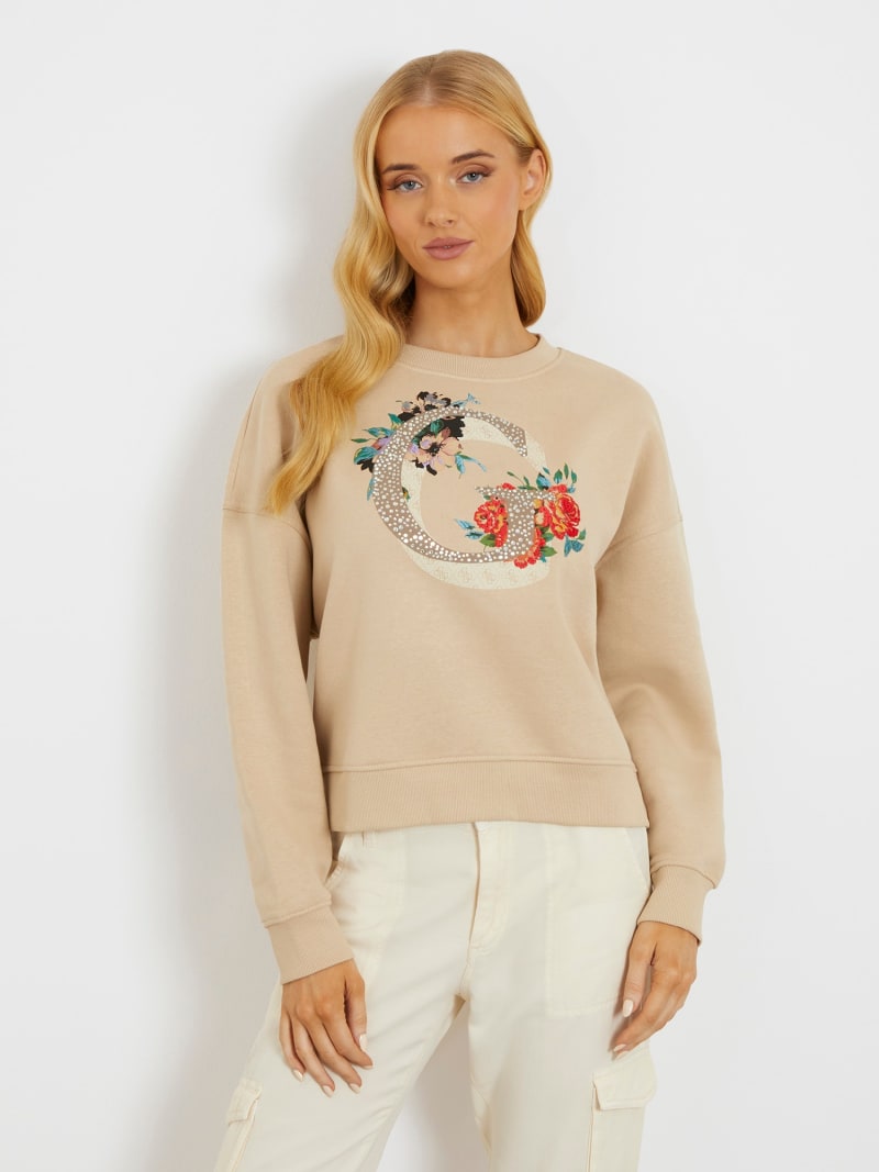 GUESS Women’s Cecilia Sweatshirt – Rhinestone Logo, Scuba Knit, Responsibly Sourced Materials - View #10