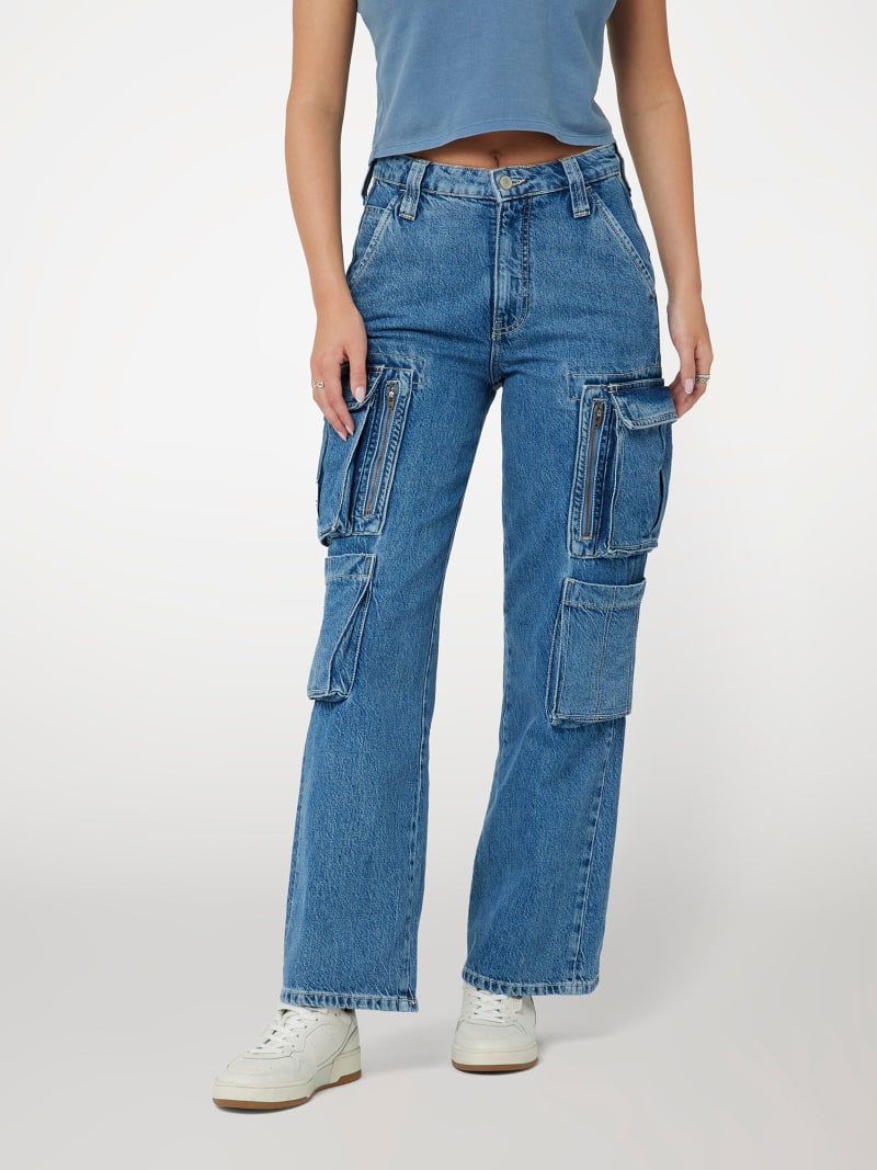 Womens denim cargo pants cheap