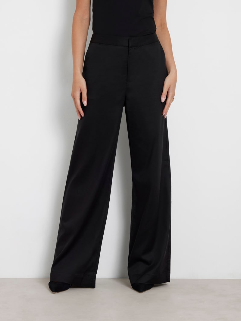 Pantalon noir taille haute large deals