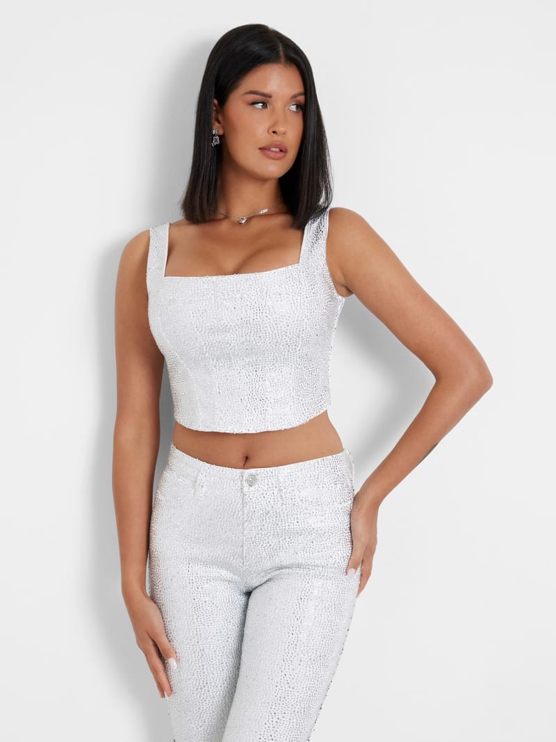 Guess denim bustier top cheap