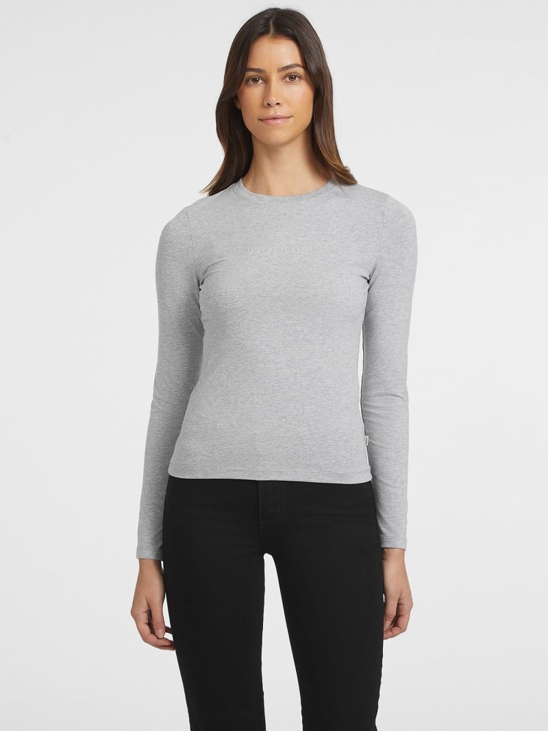 Camiseta de manga larga bordada corte slim Mujer GUESS Jeans
